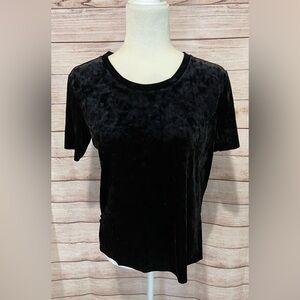 Esmara by Heidi Klum Womens Top Crushed Velvet Black Crew Neck small